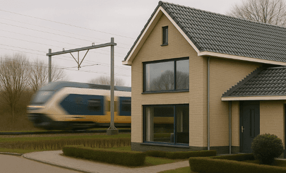 Trein bij woning geluidswerend glas
