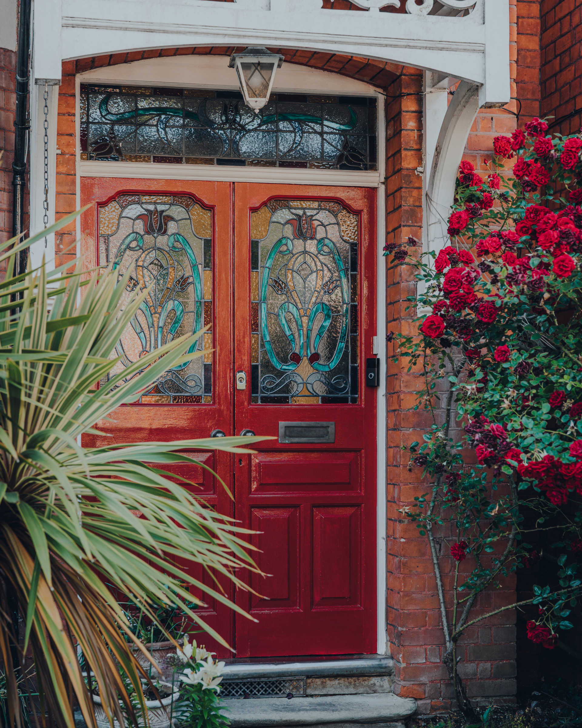 Glas in lood in deur